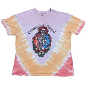 Grateful Dead Tie Dye Skeleton Roses T-Shirt XL Mad Engine unisex